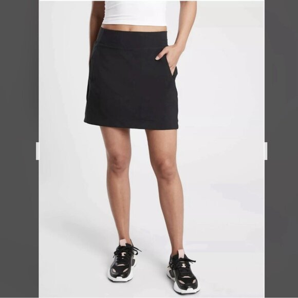 Athleta Brooklyn Mid Rise Active Skort (Size 14) Black 16” Work Travel Tennis - Picture 1 of 10